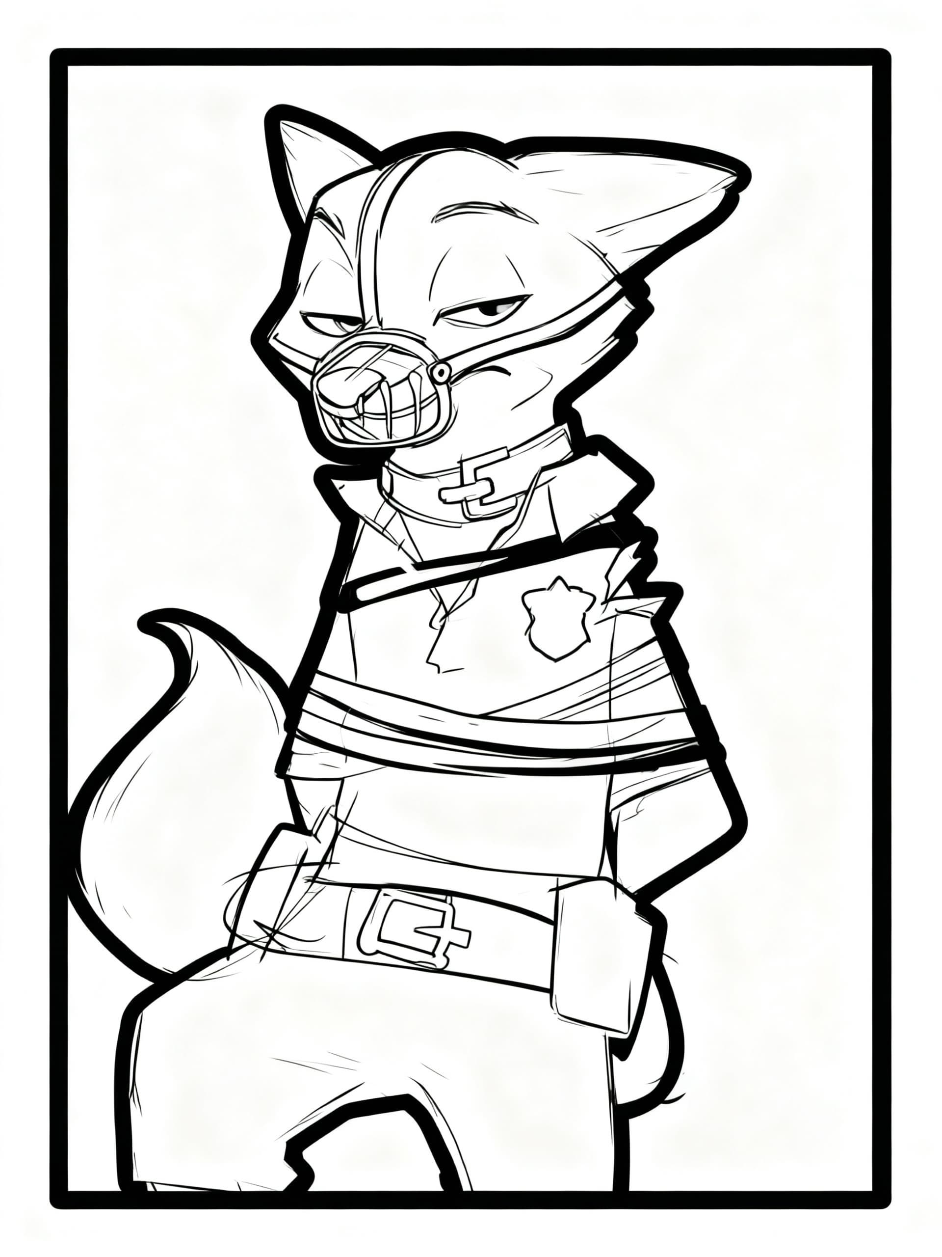 Nick_Wilde - Free printable zootopia coloring page for all-ages (easy level)