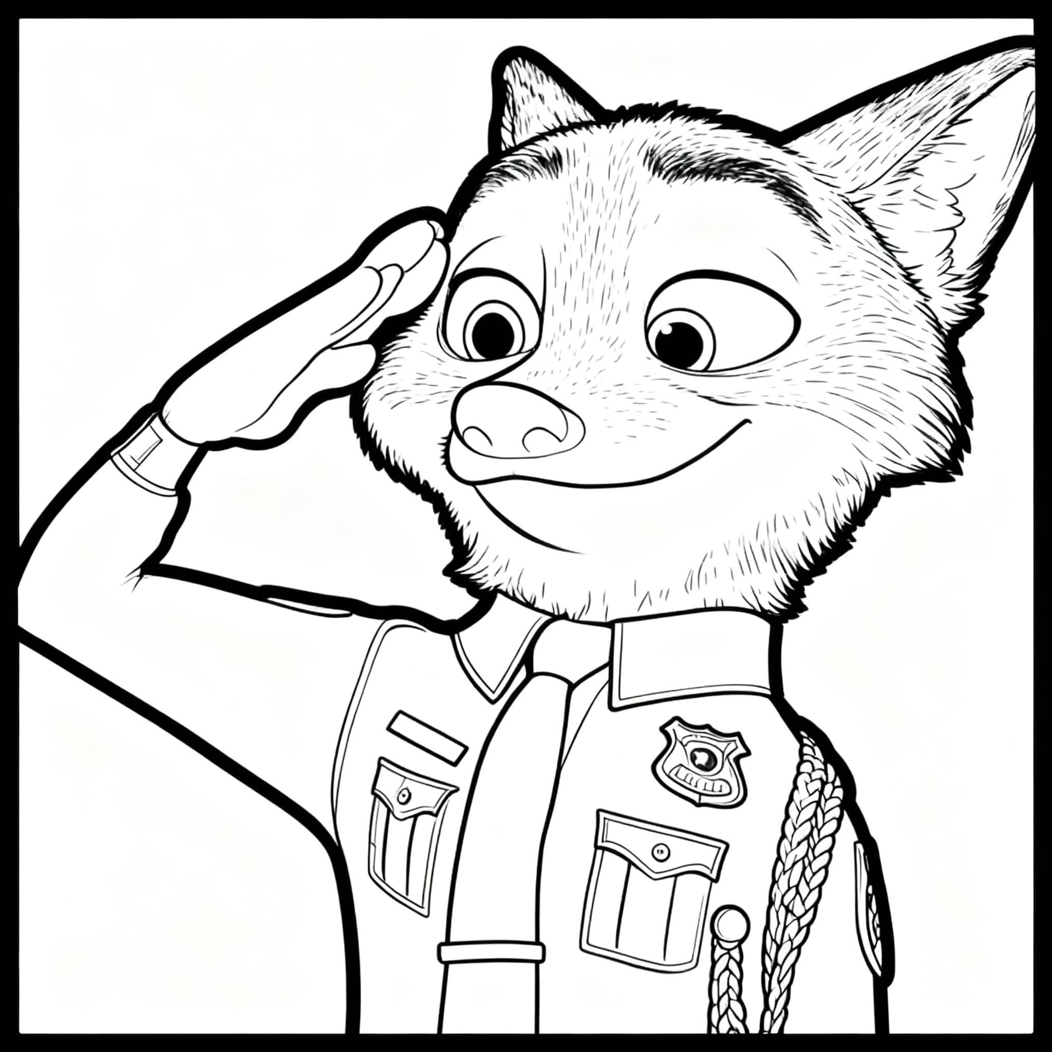 Nick_Wilde - Free printable zootopia coloring page for all-ages (easy level)