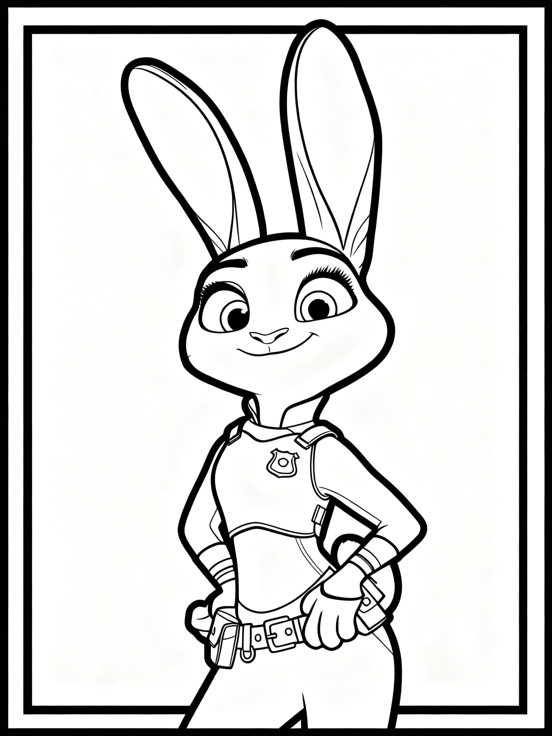 Judy Hopps - Free printable zootopia coloring page for all-ages (easy level)
