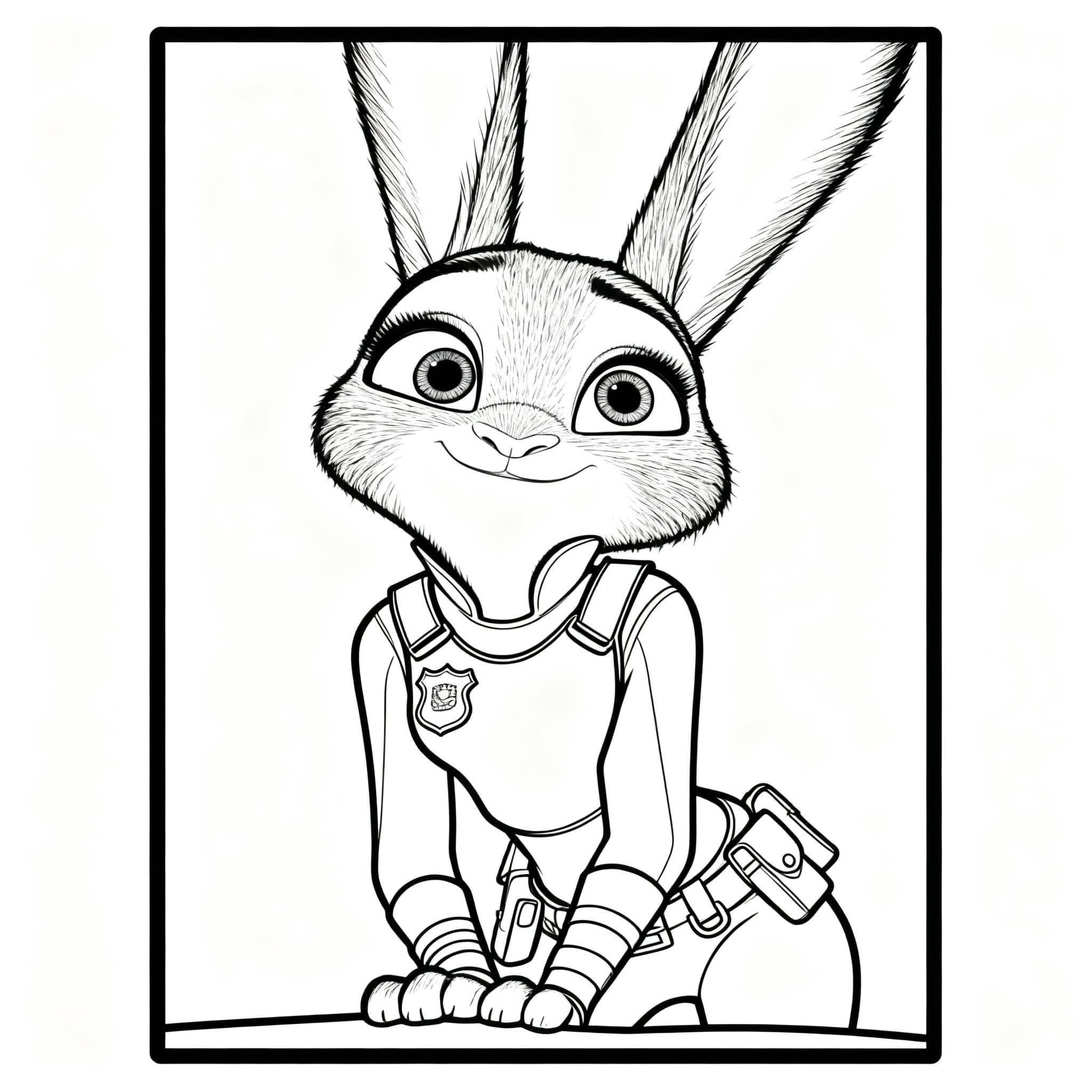 Judy_Hopps_rabbit - Free printable zootopia coloring page for all-ages (easy level)