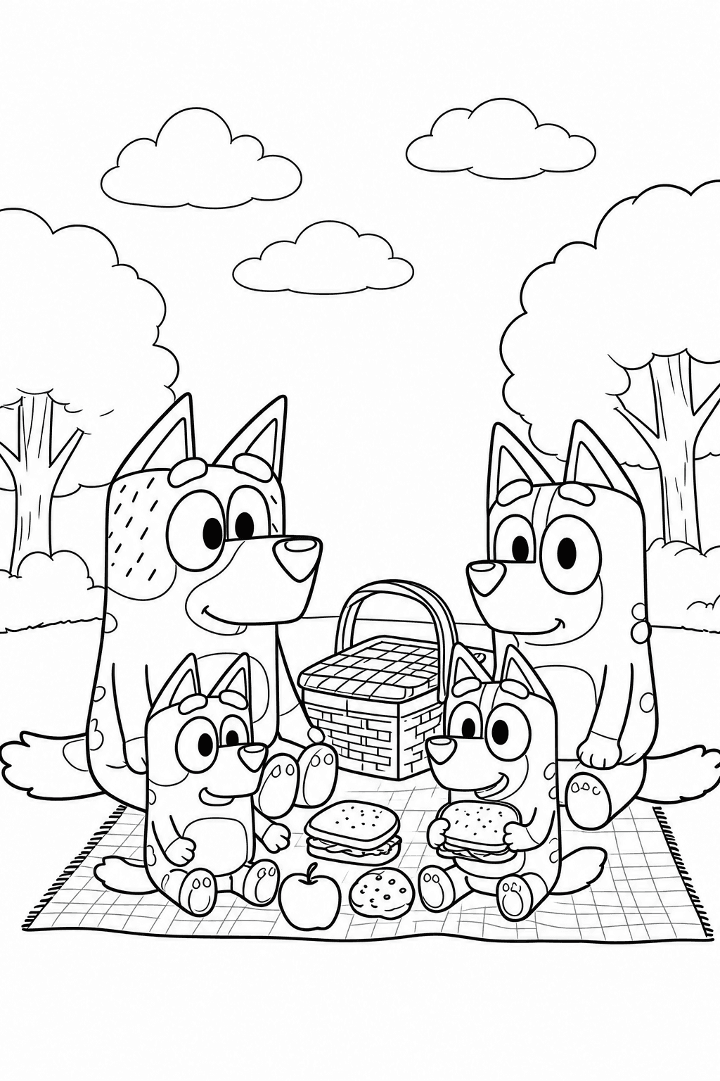 Bluey Family Picnic Coloring Page - More bluey coloring pages