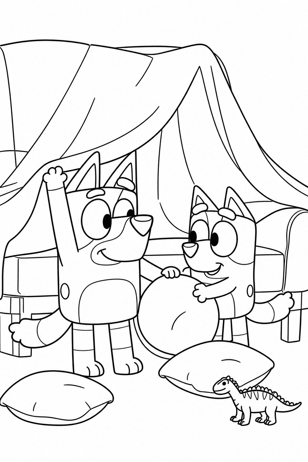 Bluey and Bingo Blanket Fort Coloring Page - More bluey coloring pages
