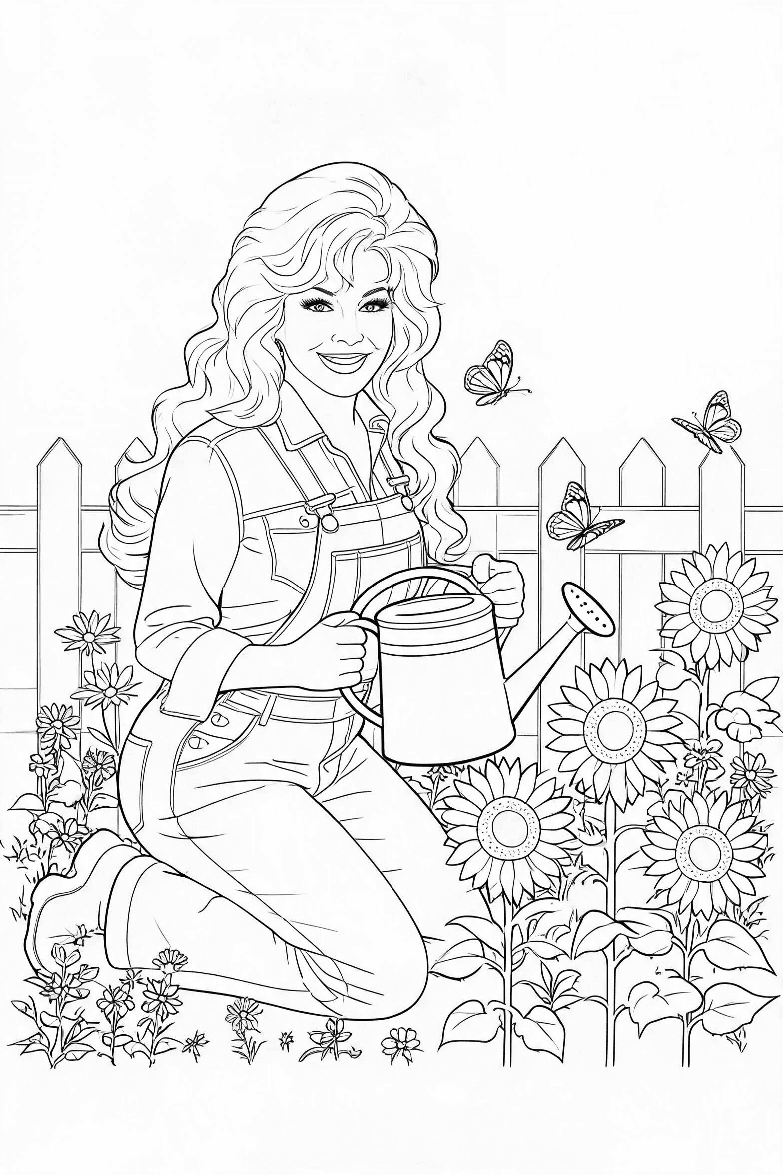 Dolly Parton Wildflower Garden Coloring Page - More dolly parton coloring pages
