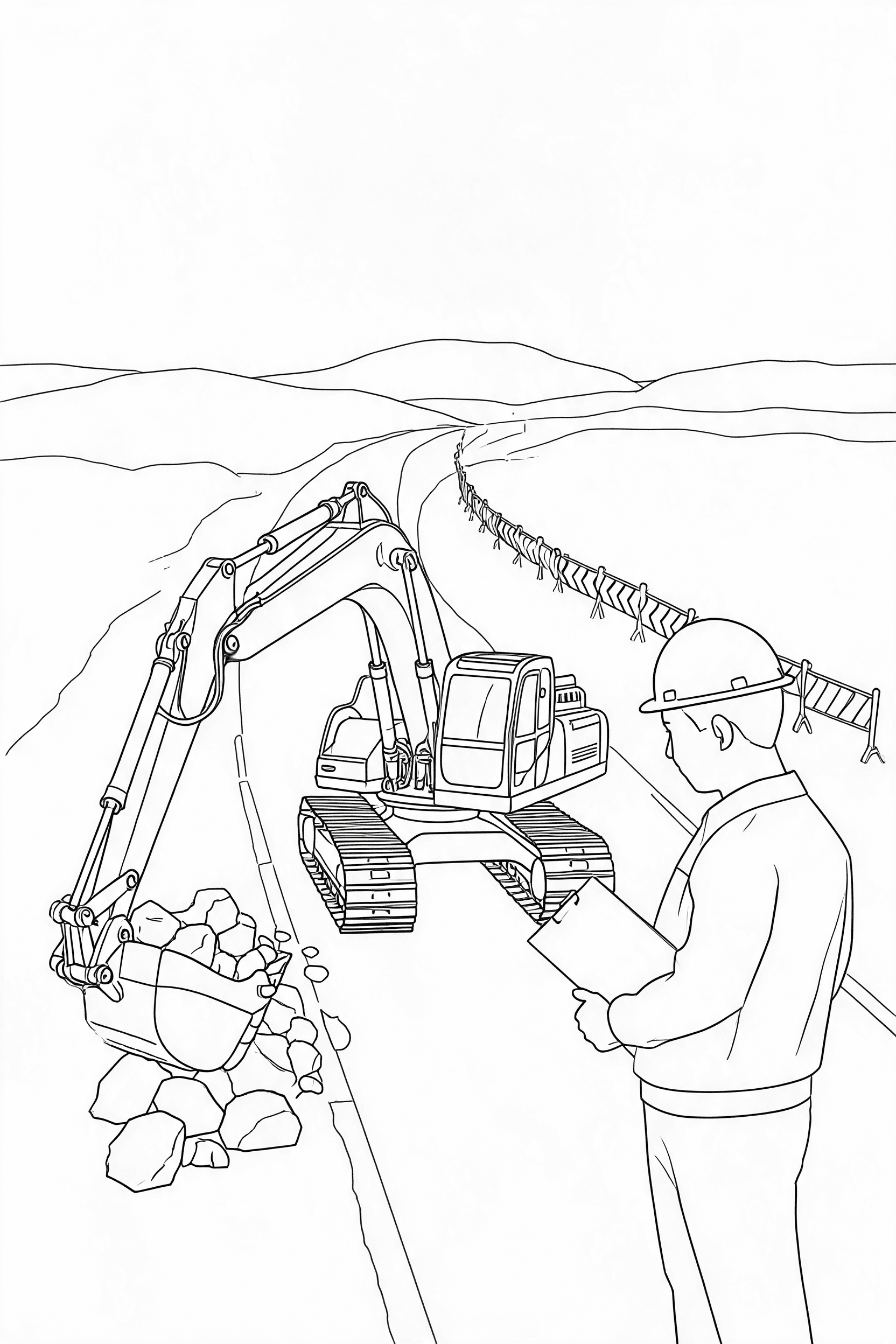 Excavator Road Building Coloring Page - More excavator coloring pages