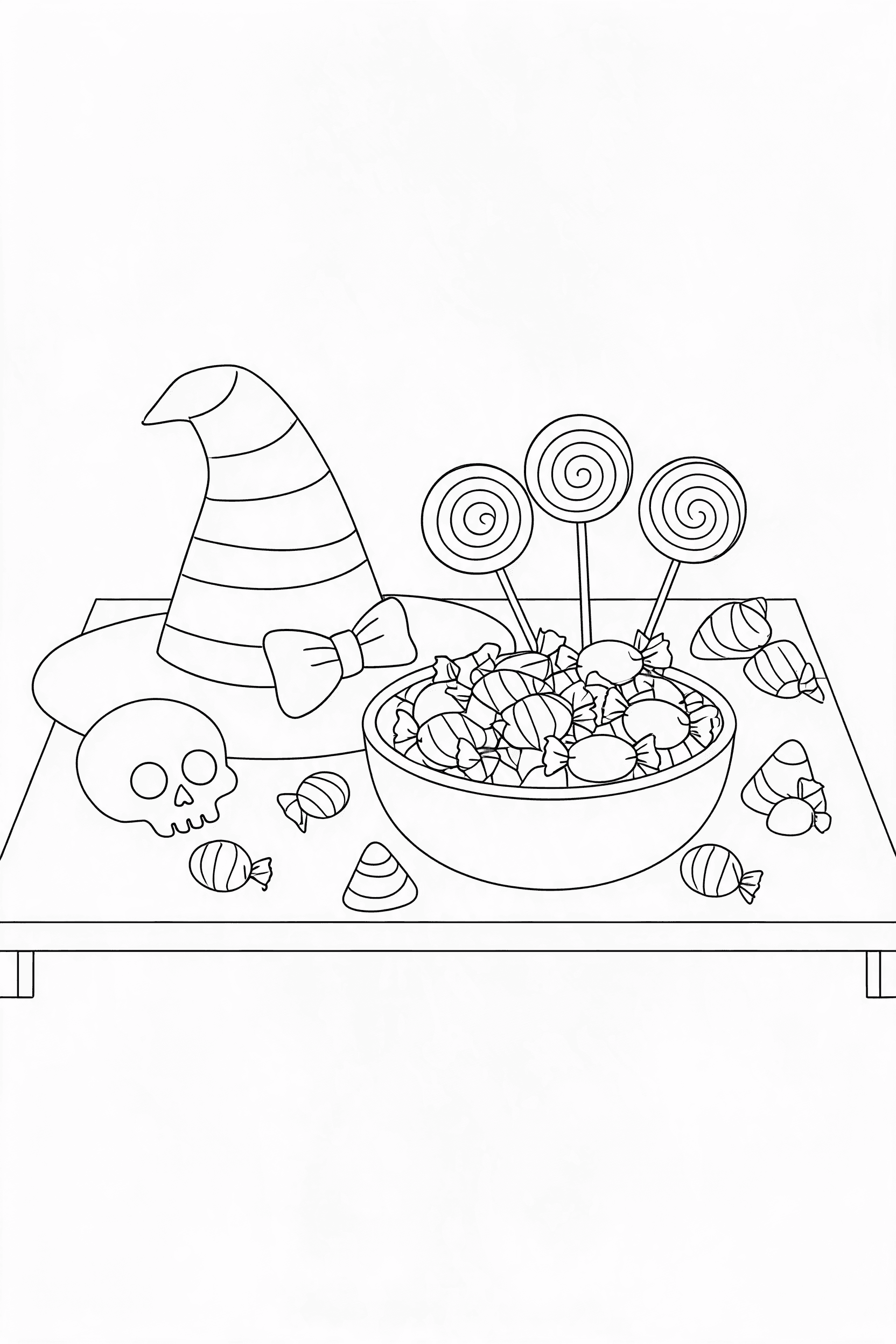 Halloween Candy Table Coloring Page - More halloween coloring pages
