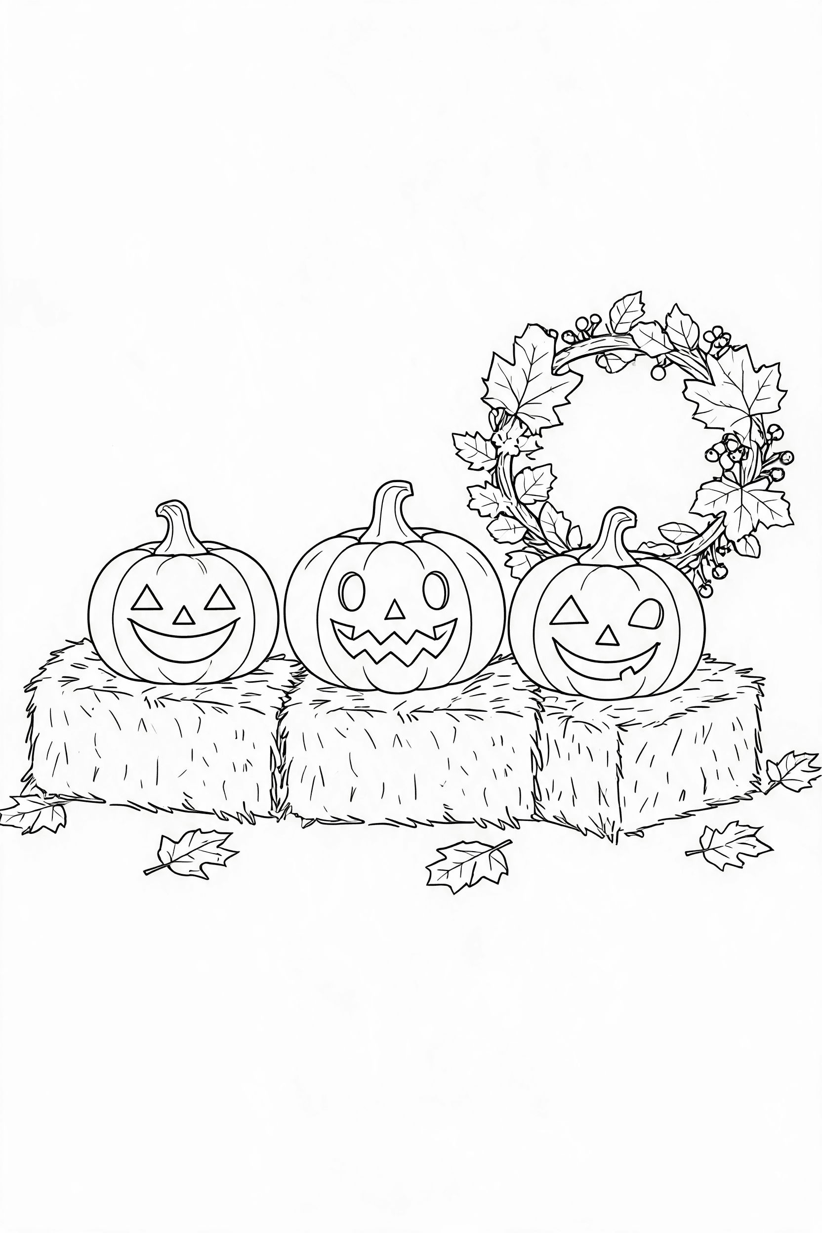 Halloween Jack-o-Lantern Trio Coloring Page - More halloween coloring pages