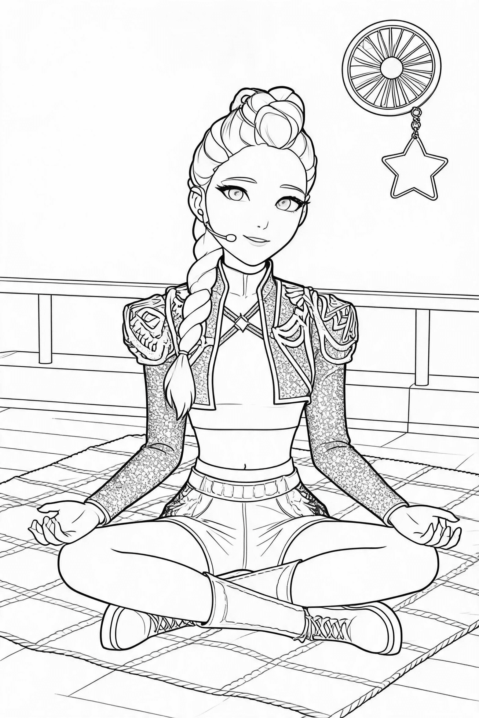 Free printable kpop demon hunters rooftop picnic coloring page with clean line art for download, print, and online coloring