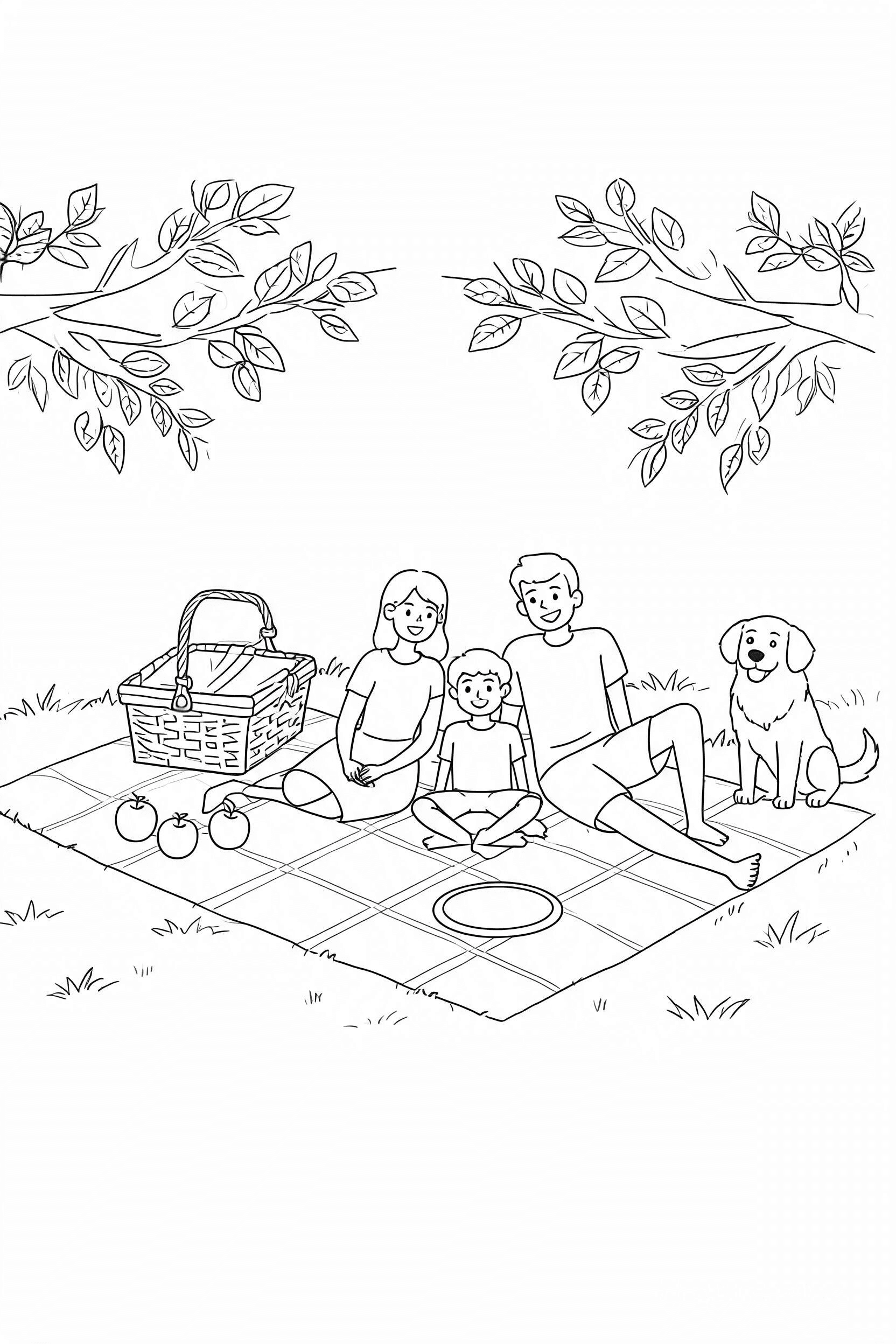 Labor Day Park Picnic Coloring Page - Free printable labor day coloring page with clean line art