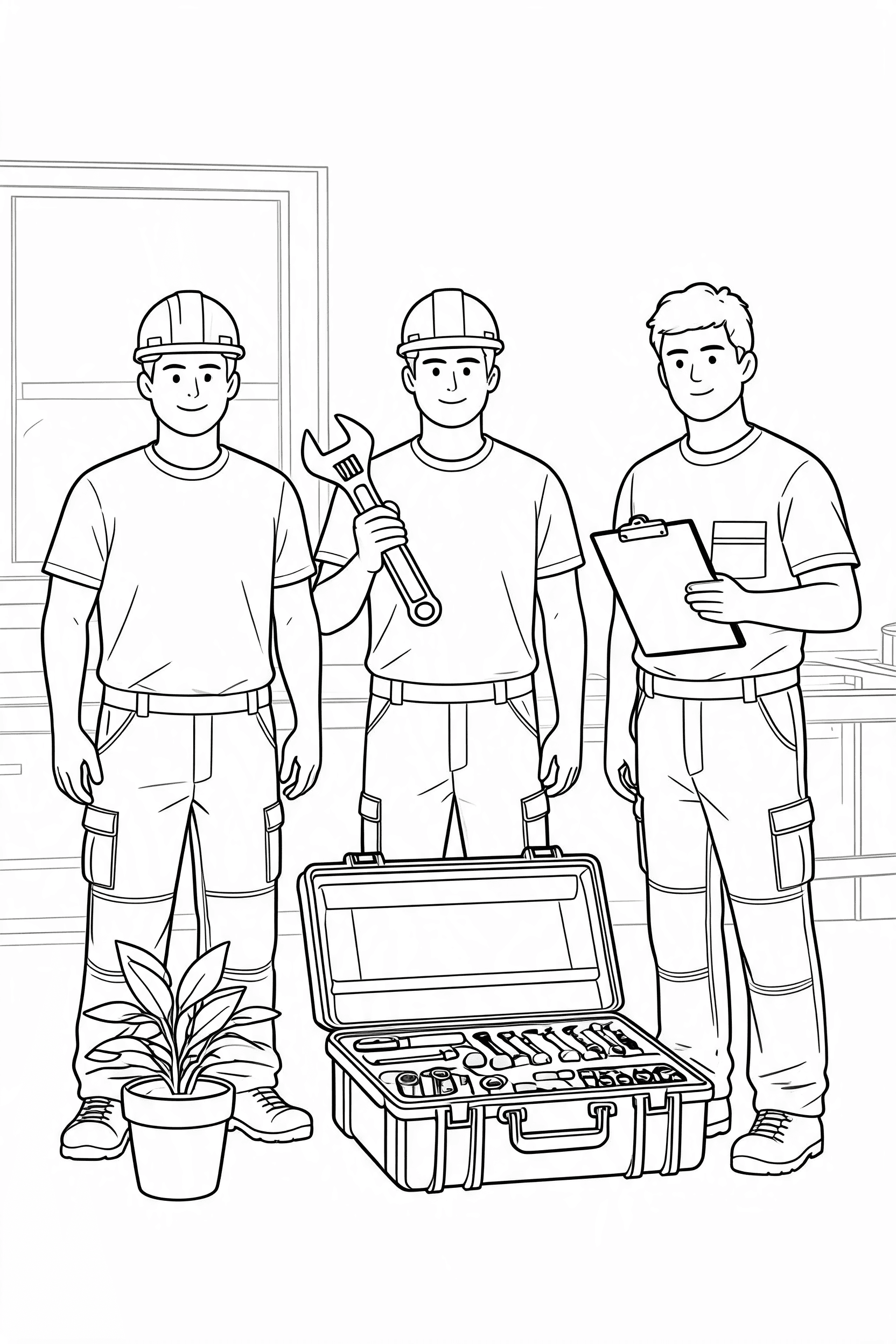 Labor Day Workers Toolbox Coloring Page - Free printable labor day coloring page with clean line art