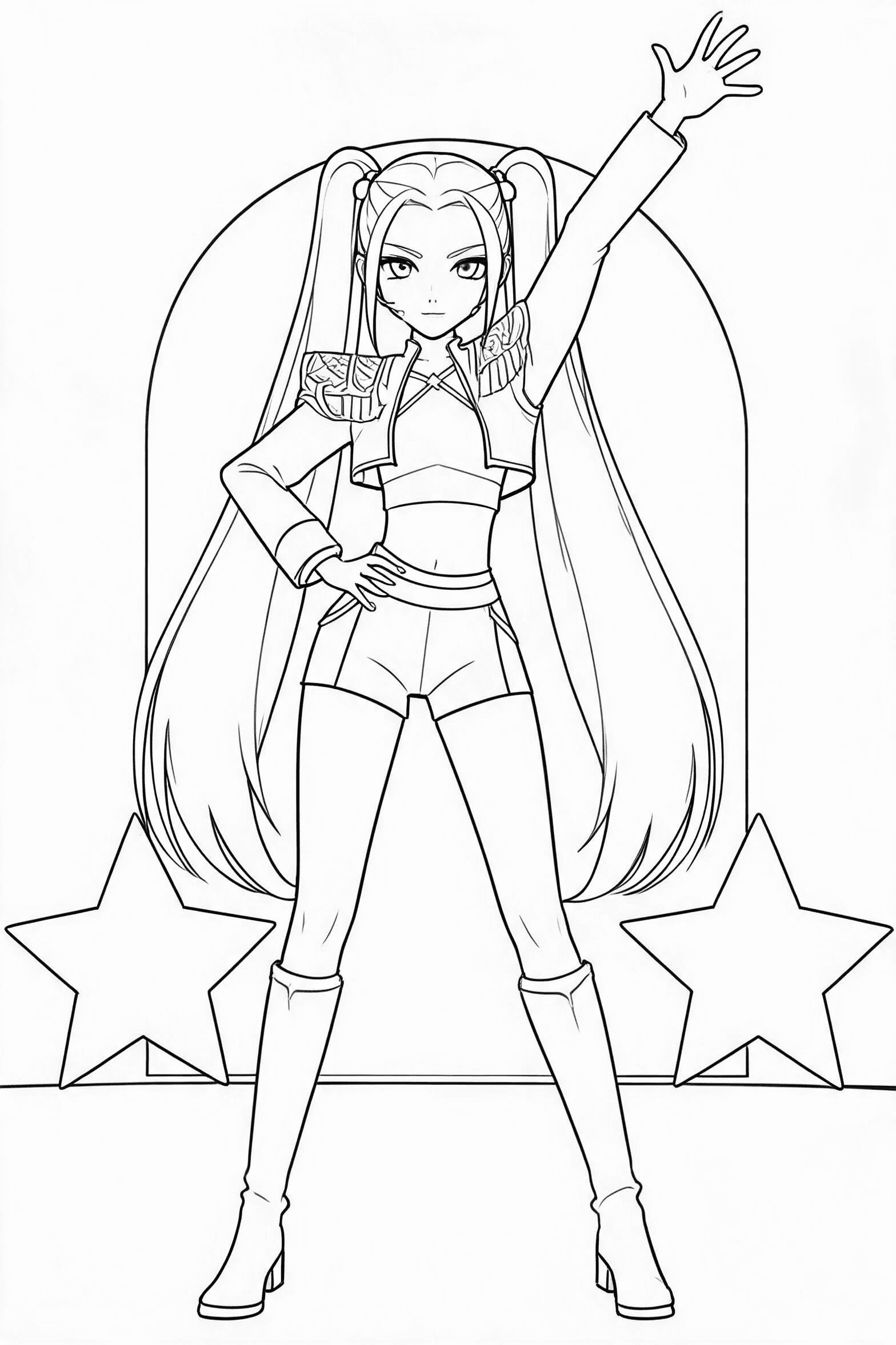 Mira Golden-Inspired Dance Coloring Page - More kpop demon hunters coloring pages