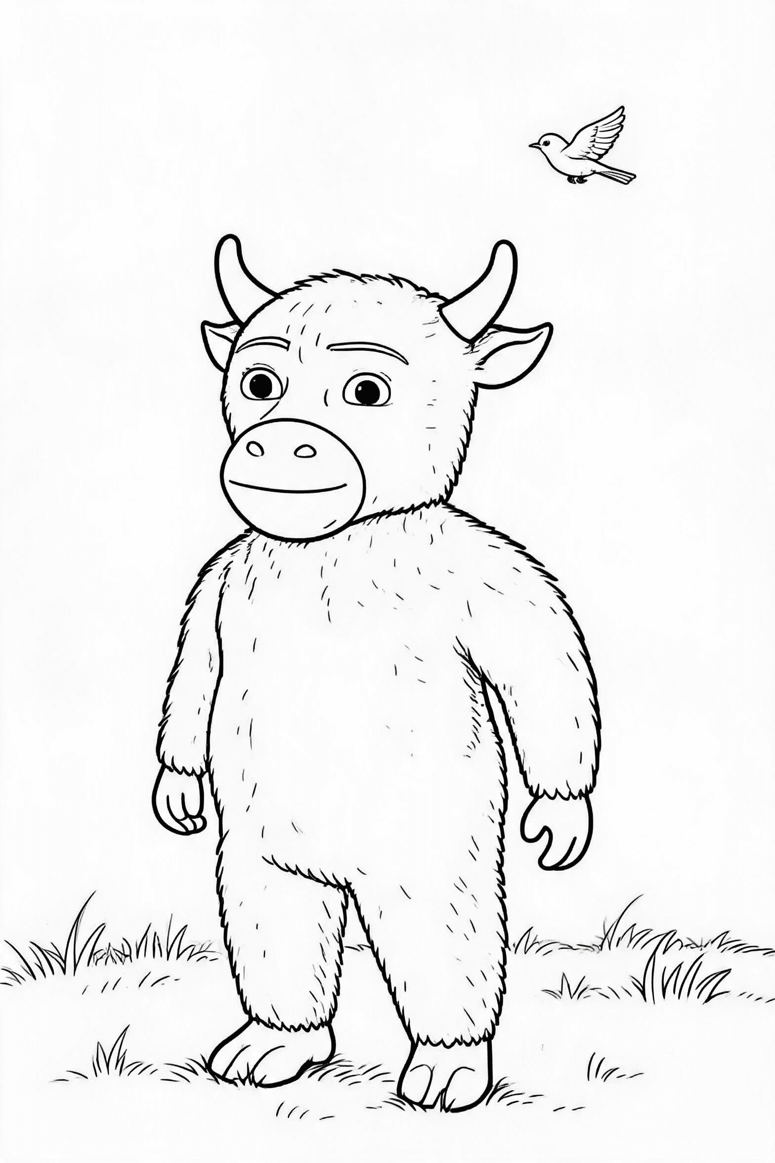 Niu Lai Calf and Skylark Coloring Page - More niu lai coloring pages