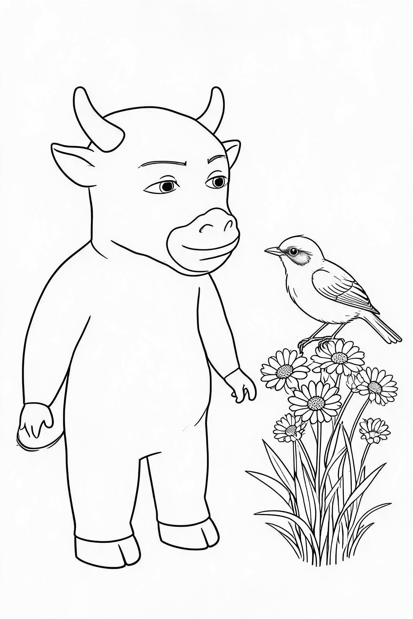 Free printable niu lai and skylark friendship coloring page with clean line art for download, print, and online coloring