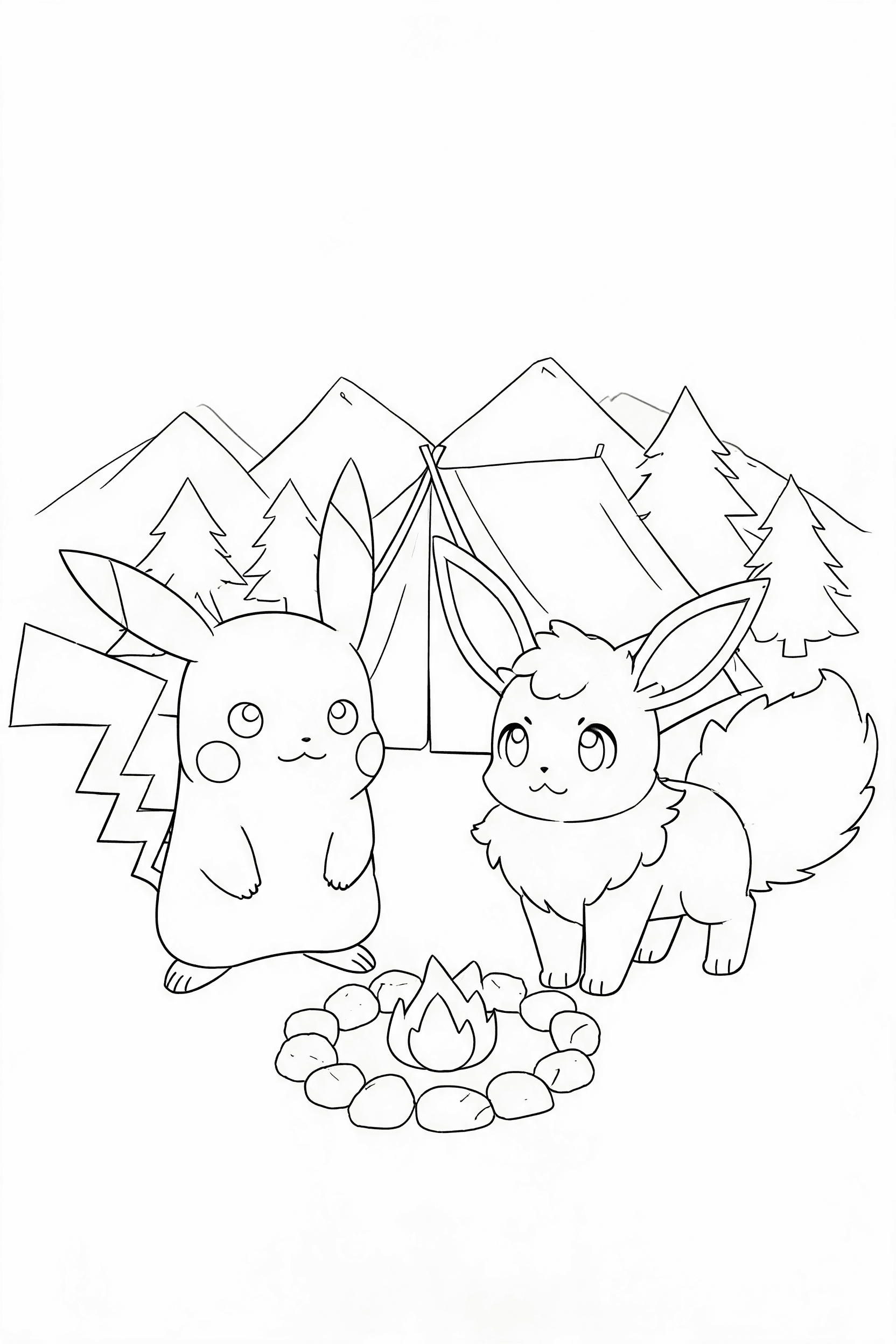 Pokemon Friends Mountain Camp Coloring Page - More pokemon coloring pages