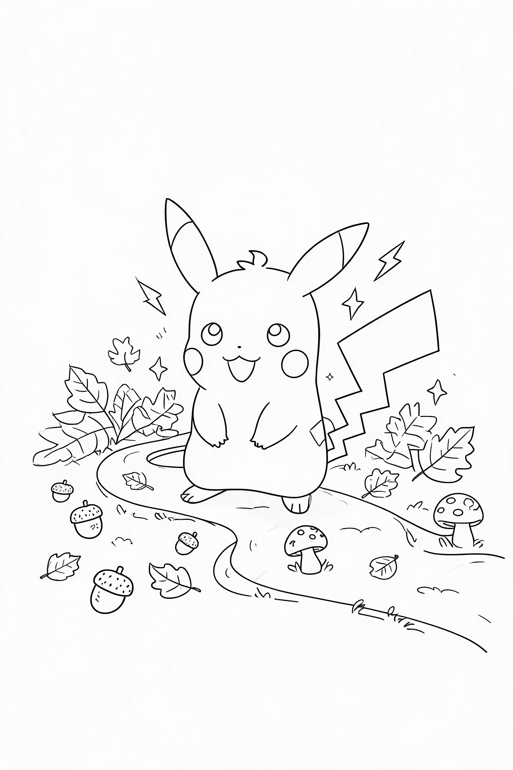 Pikachu Forest Trail Coloring Page - More pokemon coloring pages