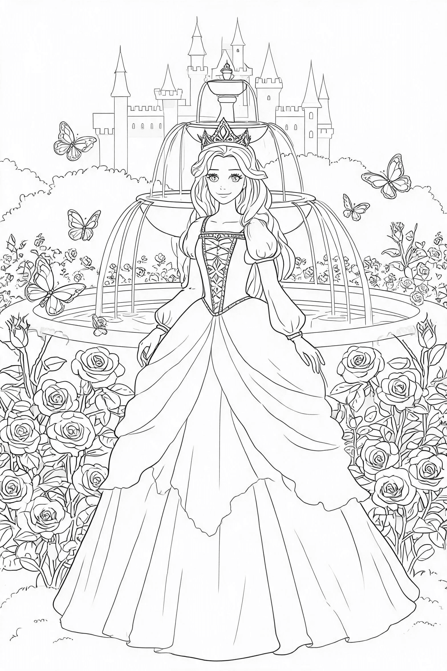 Princess Garden Castle Coloring Page - More princess coloring pages