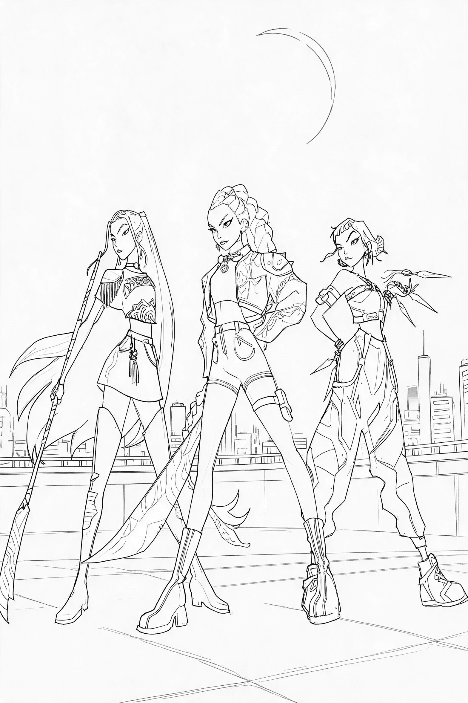 Realistic HUNTR/X Coloring Page - More kpop demon hunters coloring pages