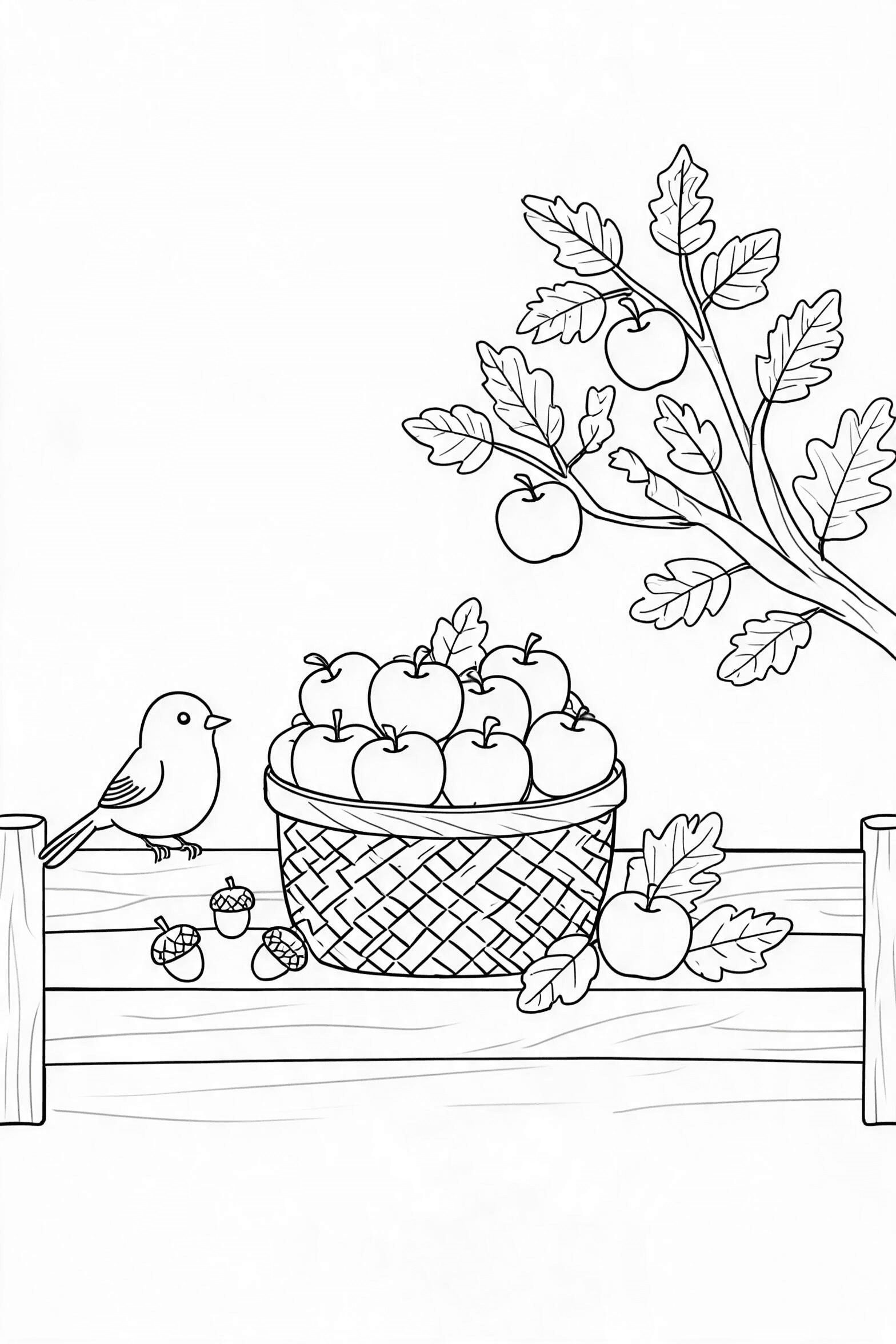 September Apple Basket Coloring Page - More september coloring pages