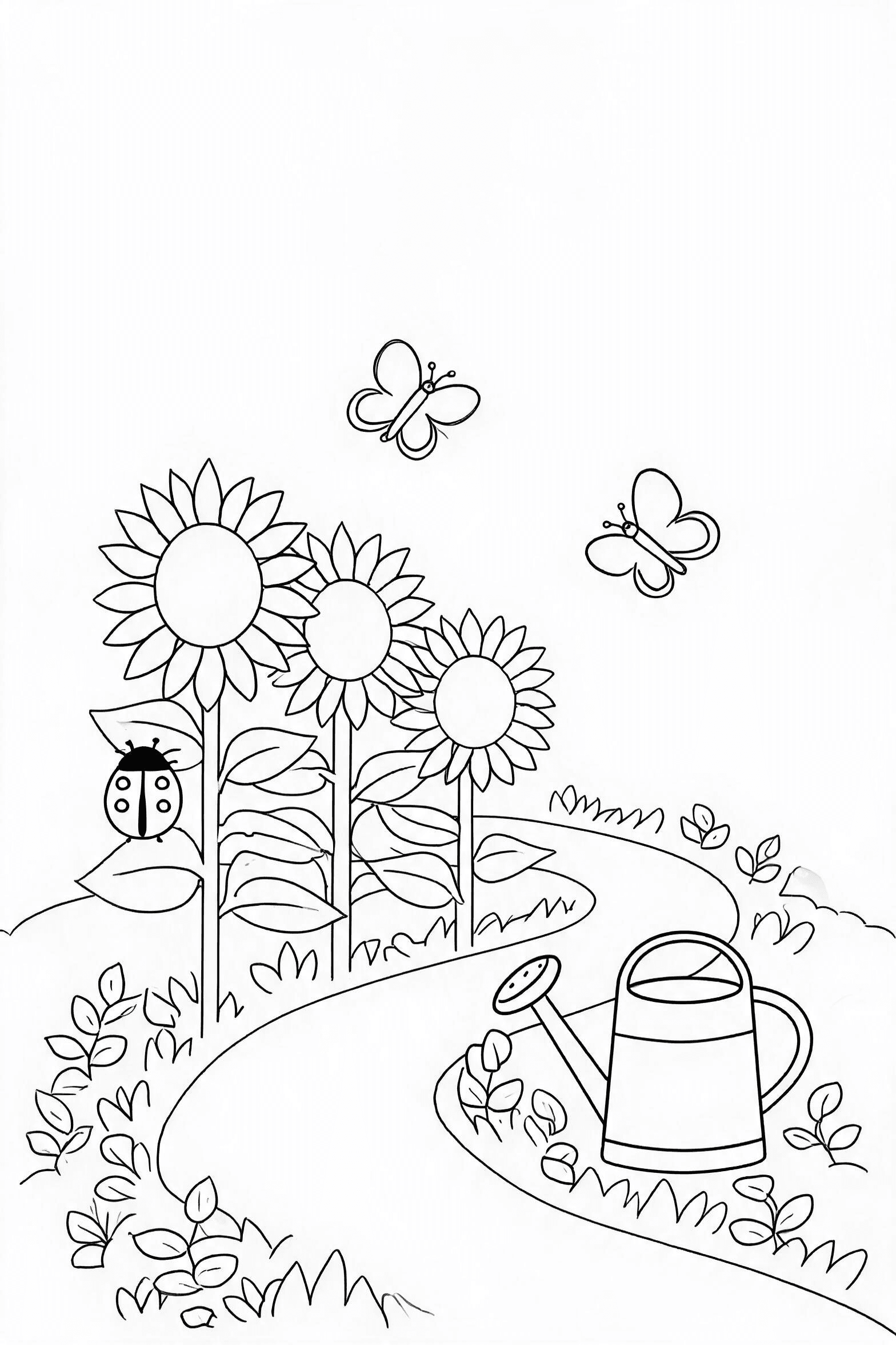 September Sunflower Garden Coloring Page - More september coloring pages