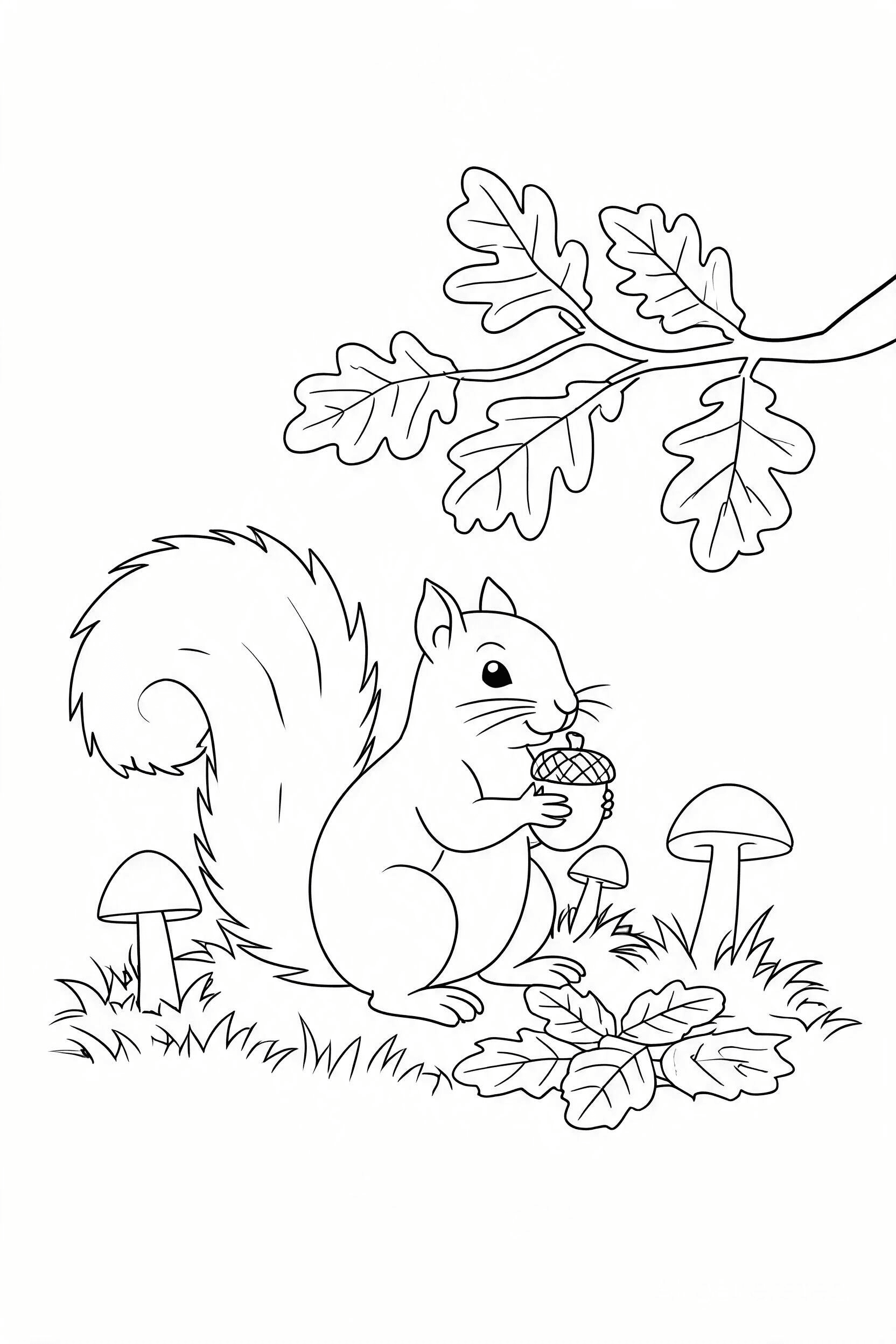 September Woodland Acorns Coloring Page - More september coloring pages