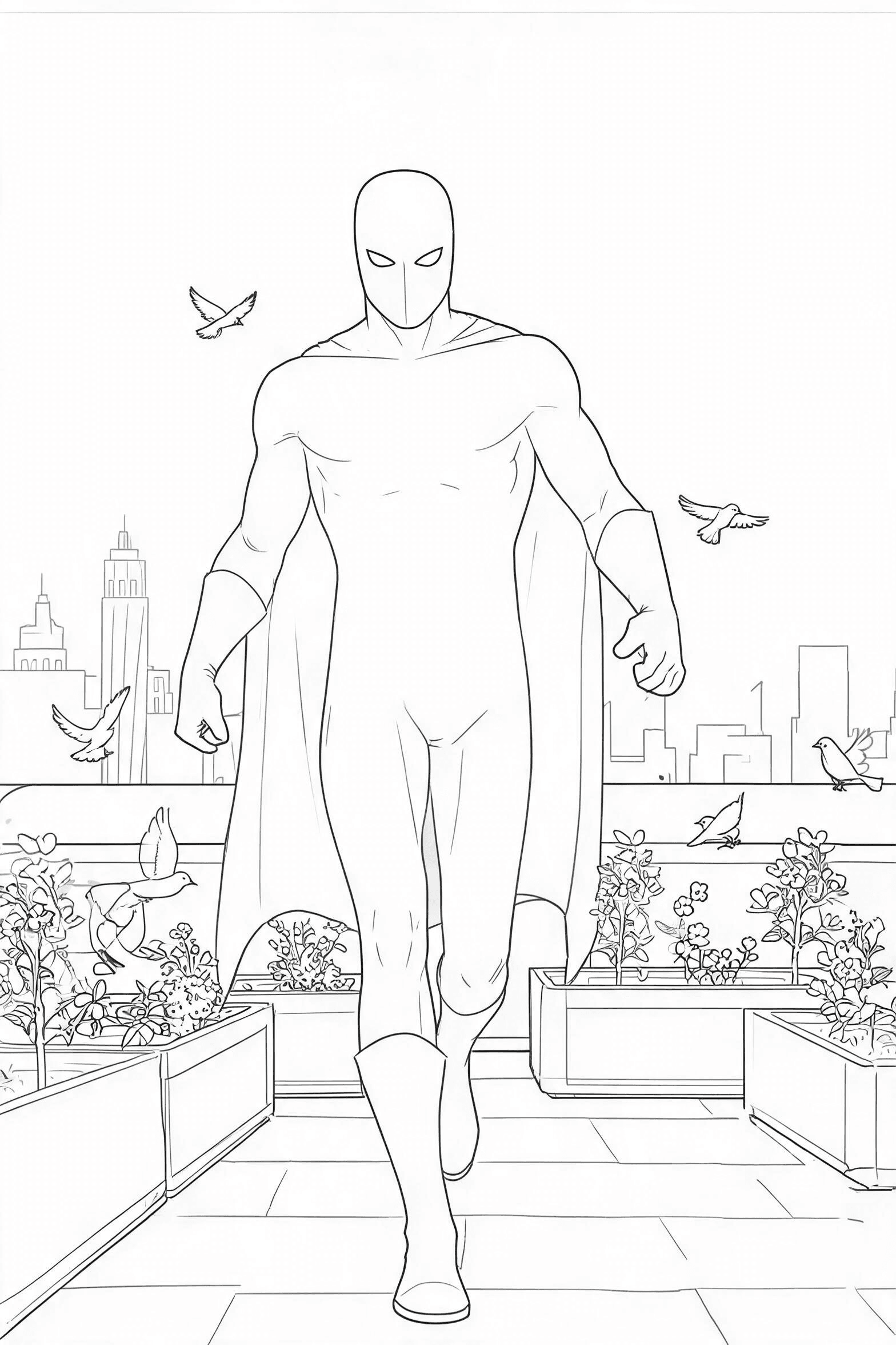 Spider-Man Blank-Suit City Hero Coloring Page - Free printable spider-man coloring page with clean line art